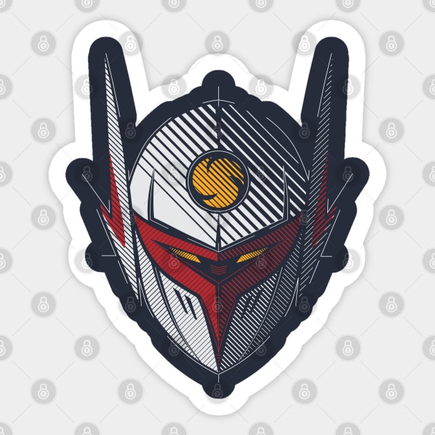 017b Tekkaman head Sticker by Yexart